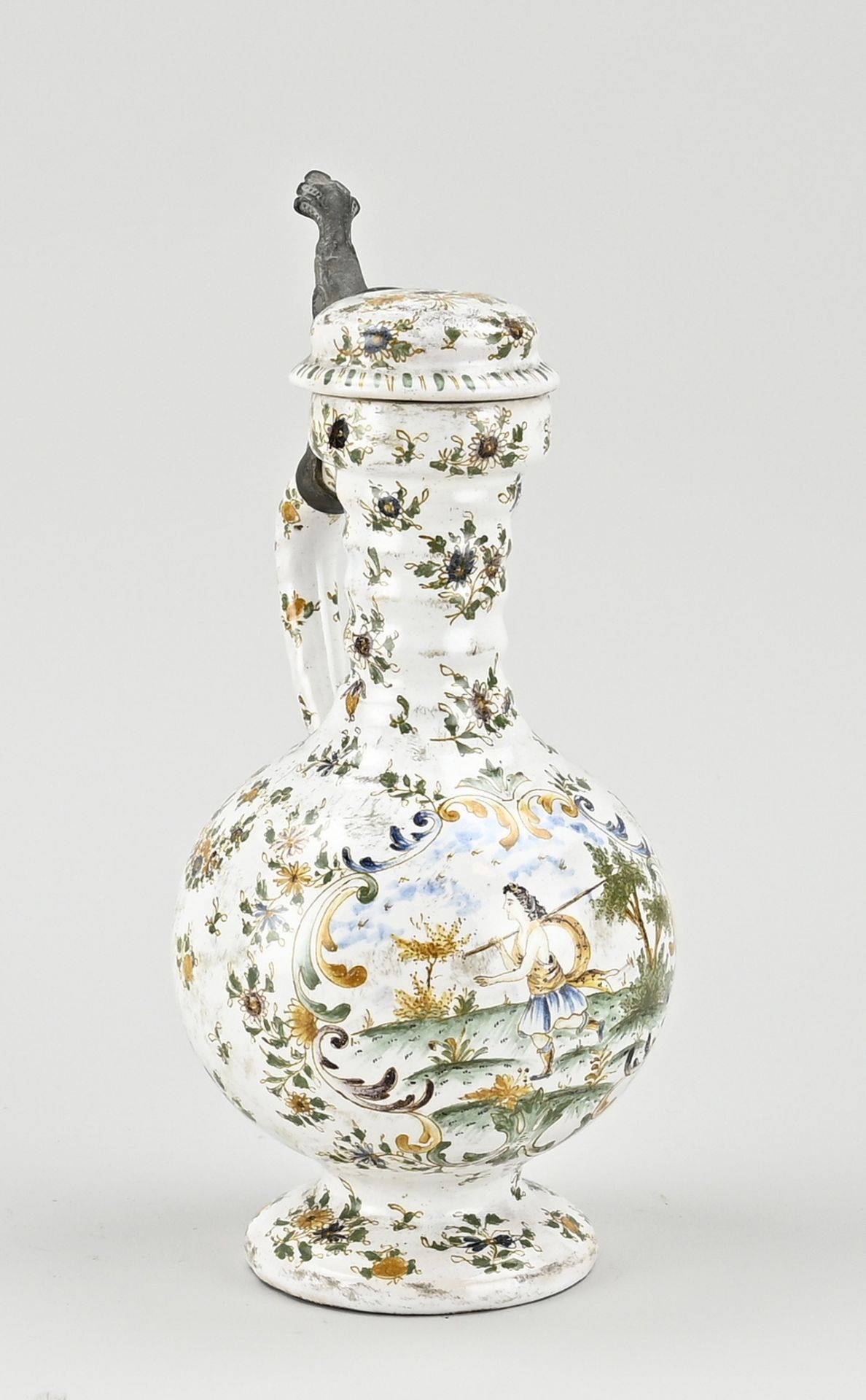 Fayence valve jug, H 23 cm. - Image 2 of 3