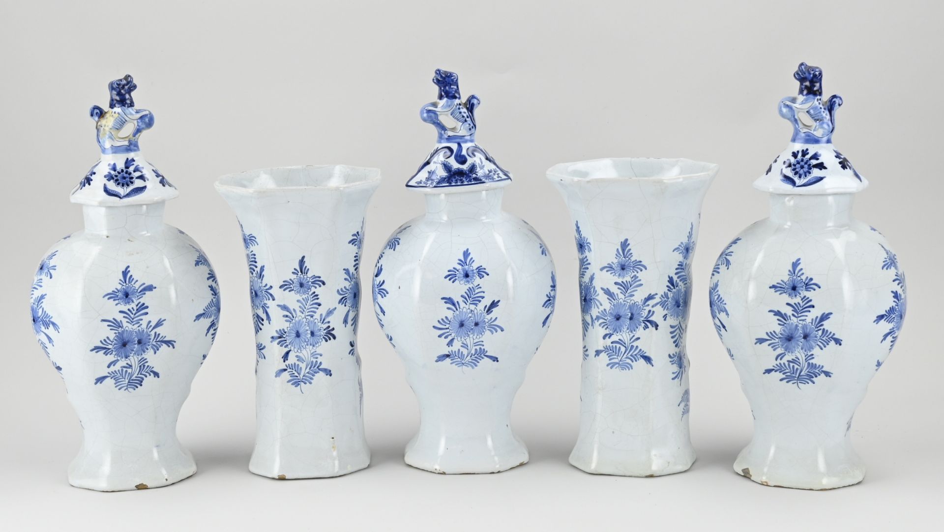 Five piece Delft cabinet set, 1880 - Image 2 of 3