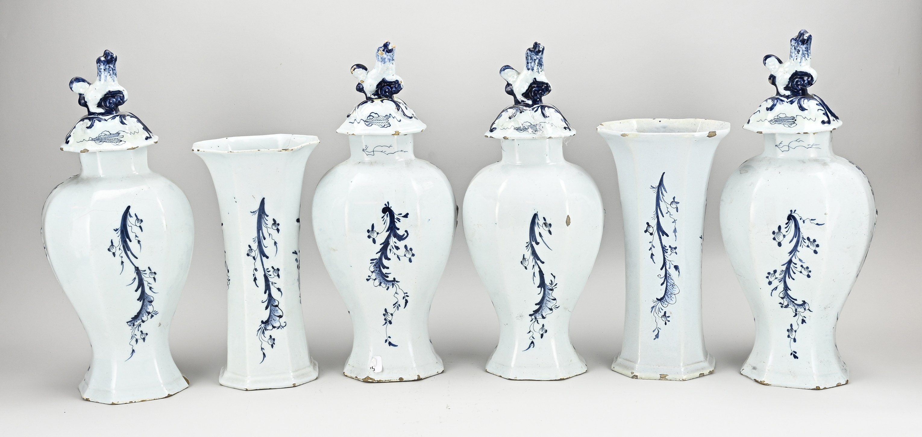 Rare 6-piece Delft cabinet set - Image 3 of 3