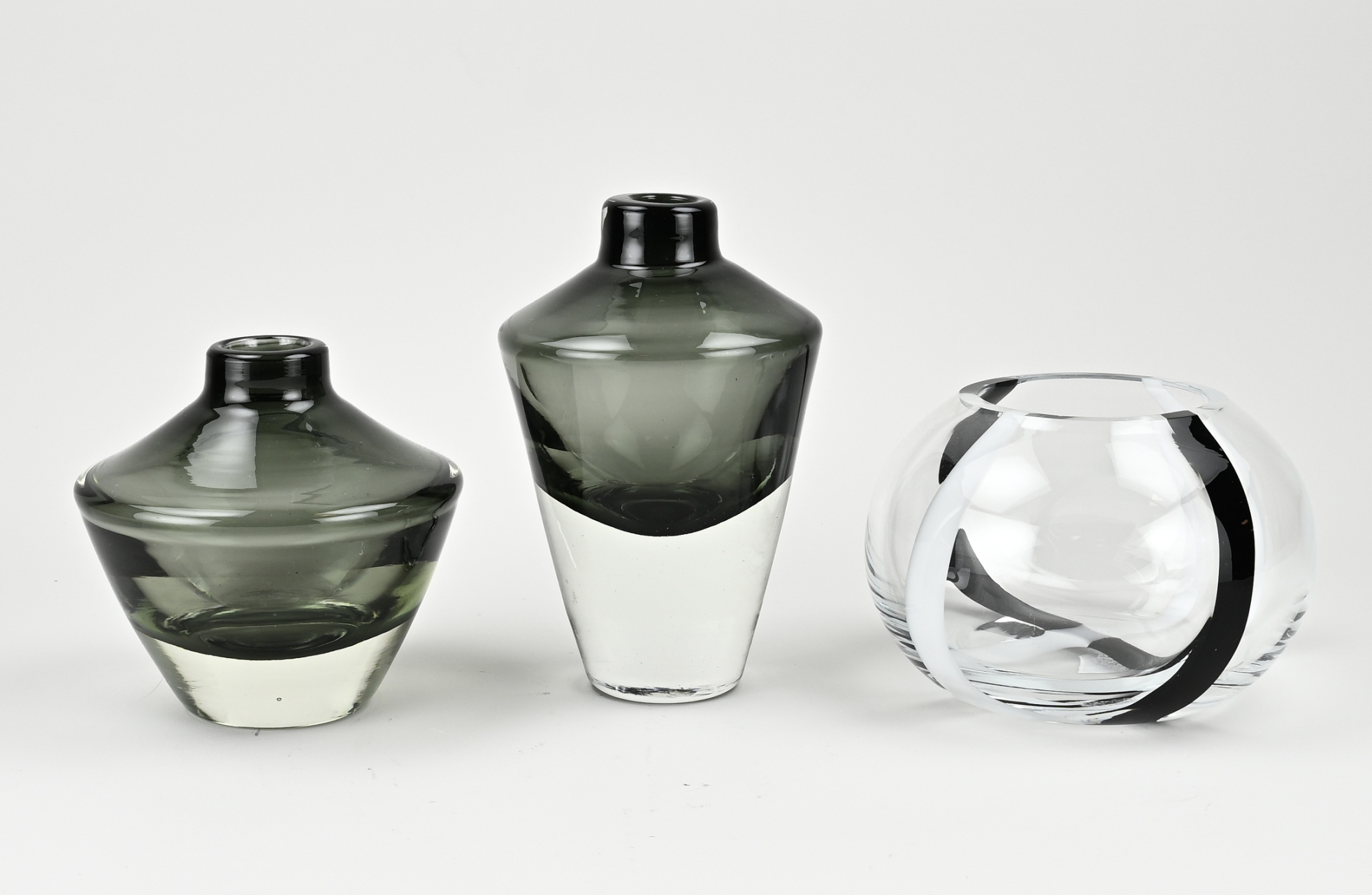 Three modern glass vases