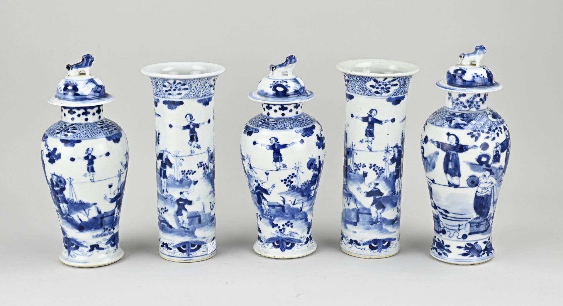 5-piece Chinese cabinet set, H 20 - 22 cm. - Image 2 of 3