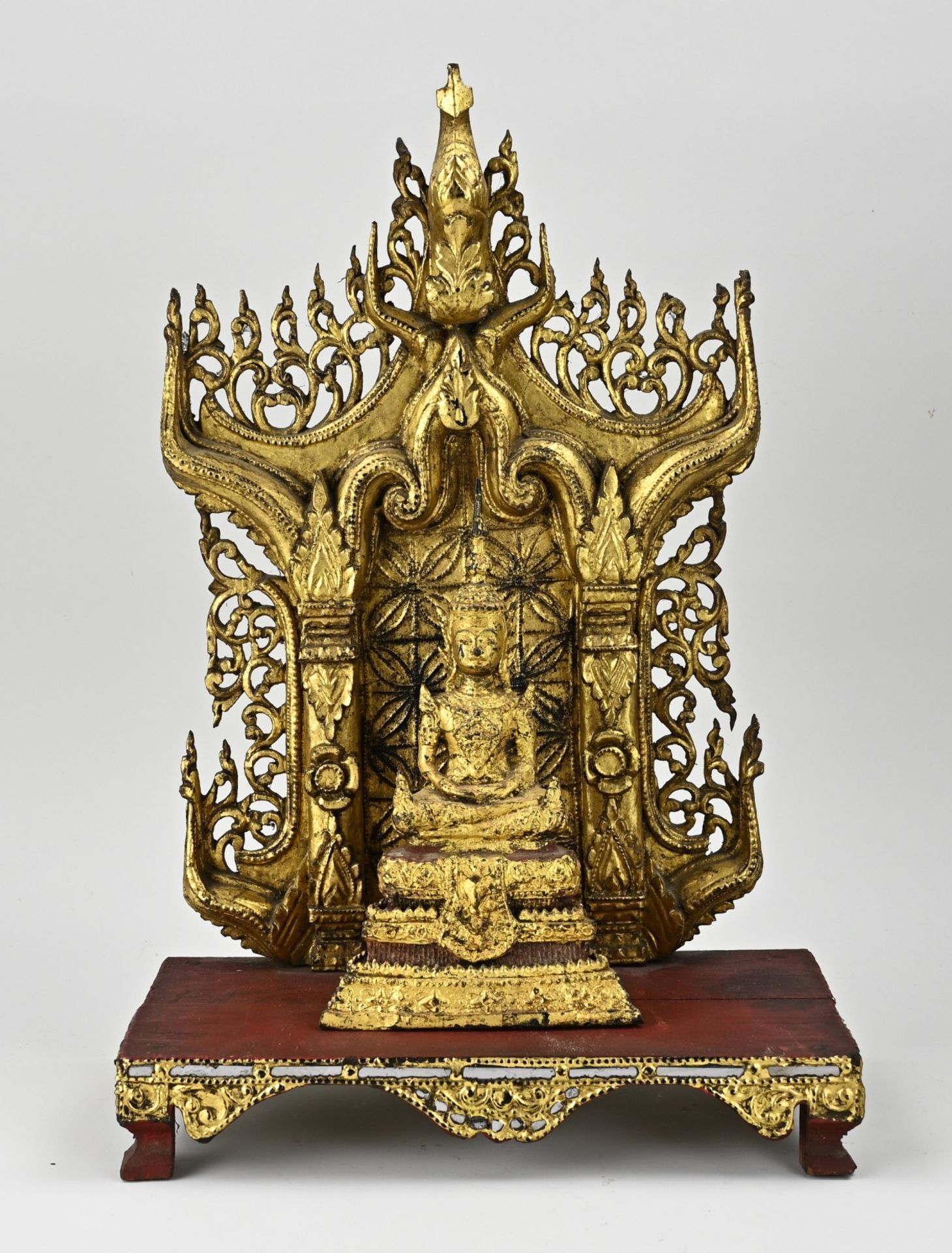 Wooden altar + Buddha