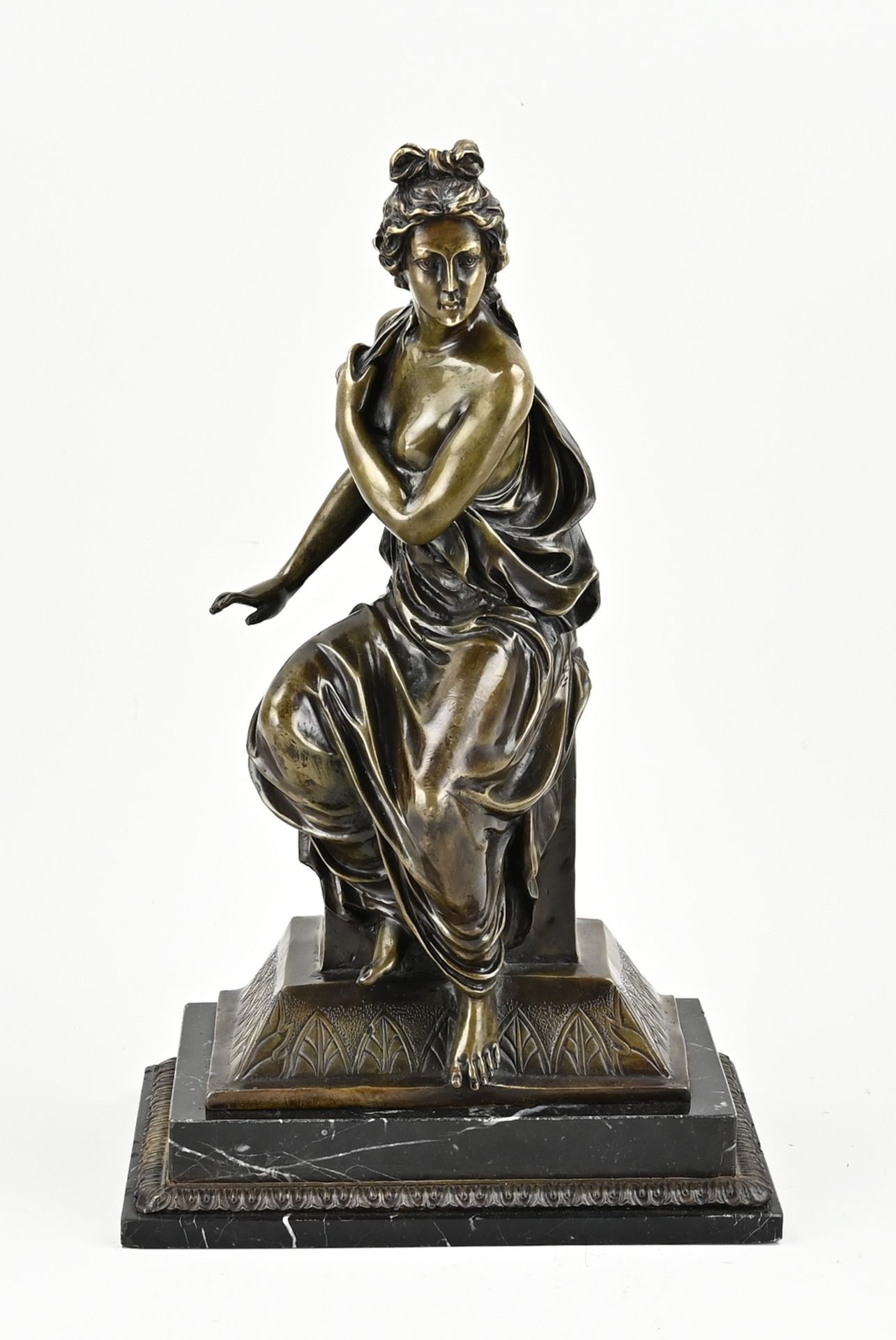 Bronze figure, H 38.5 cm.