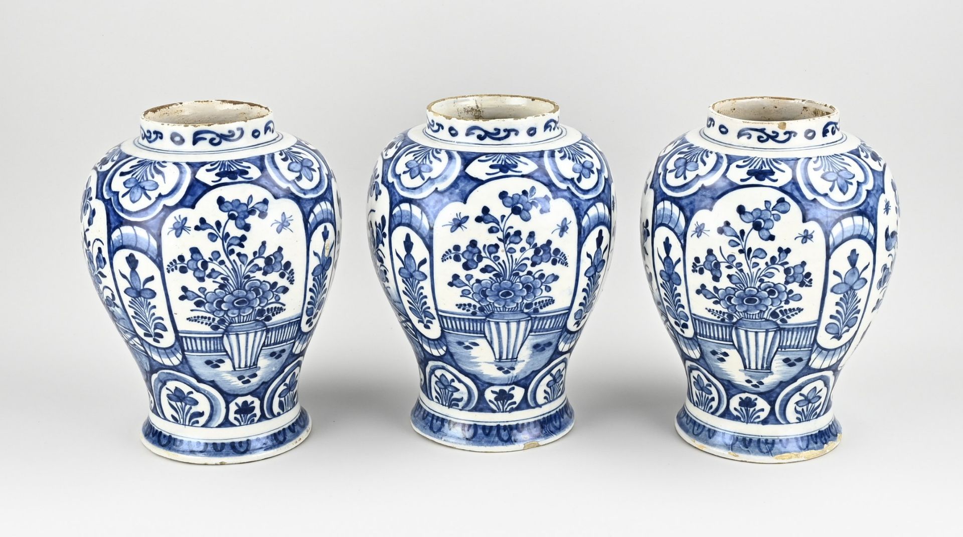 3 x 18th century Delft pot - Image 2 of 3