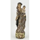 17th Century wooden Madonna with baby Jesus, H 59 cm.