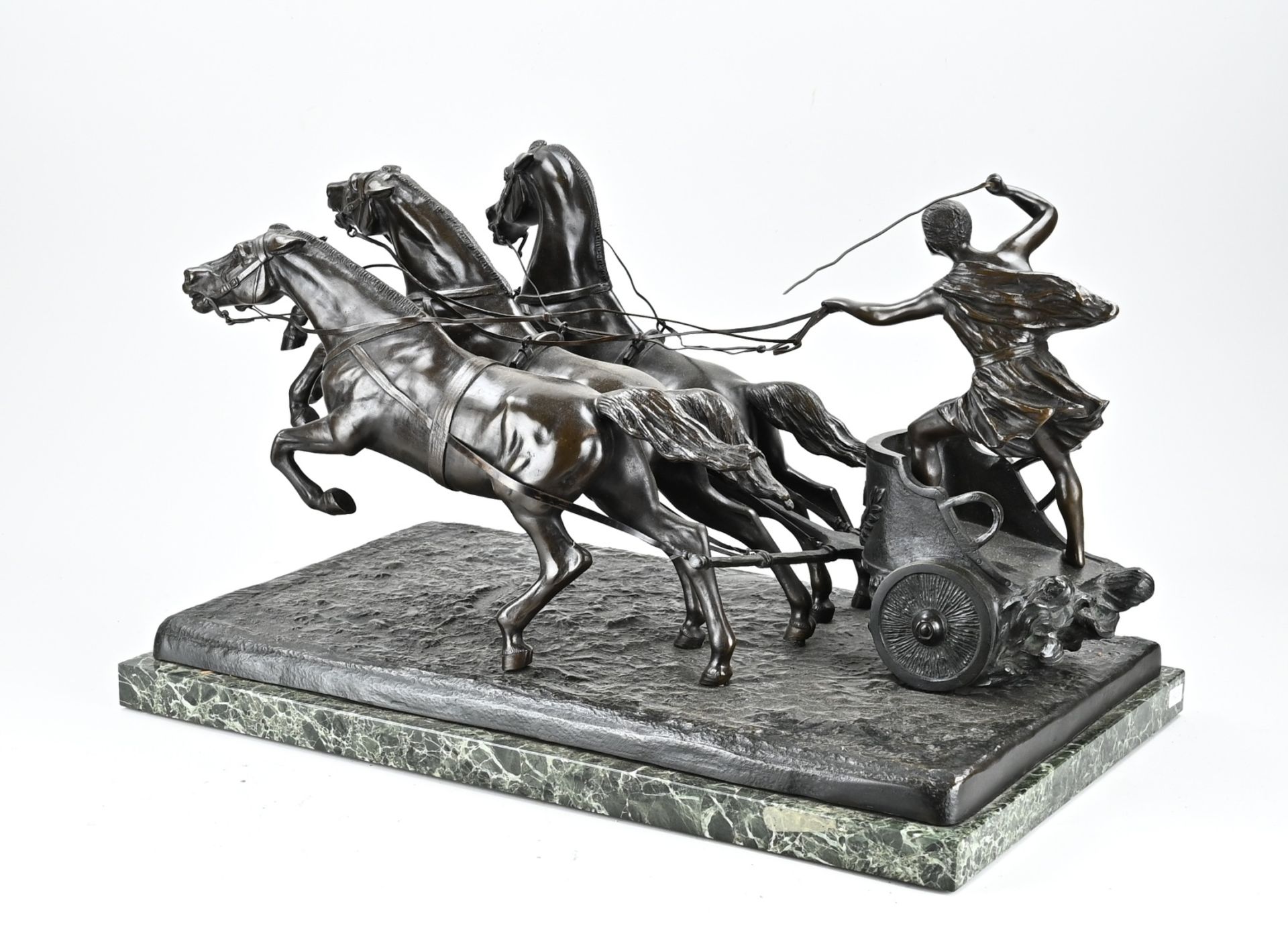 Very large bronze figure group, Horses with chariot - Image 2 of 2