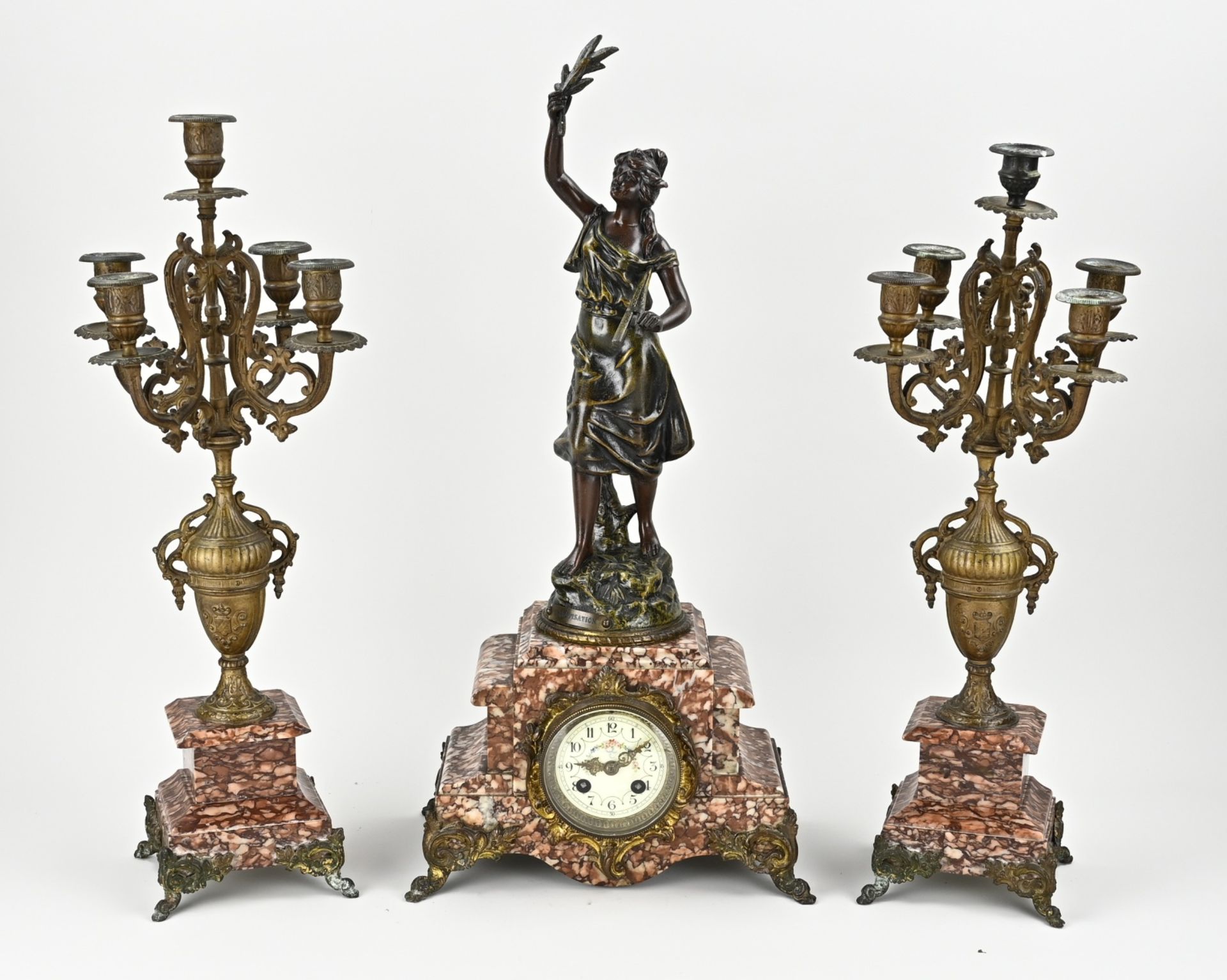 3-piece French clock set, 1900