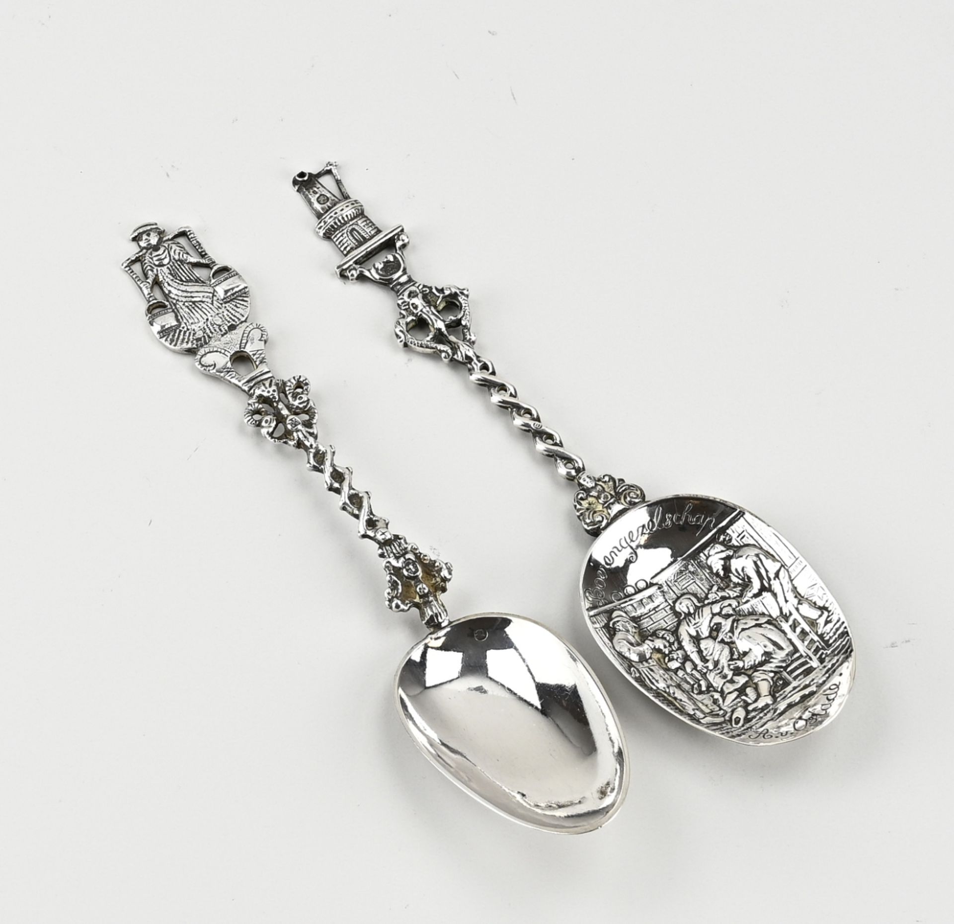 2 silver birth spoons