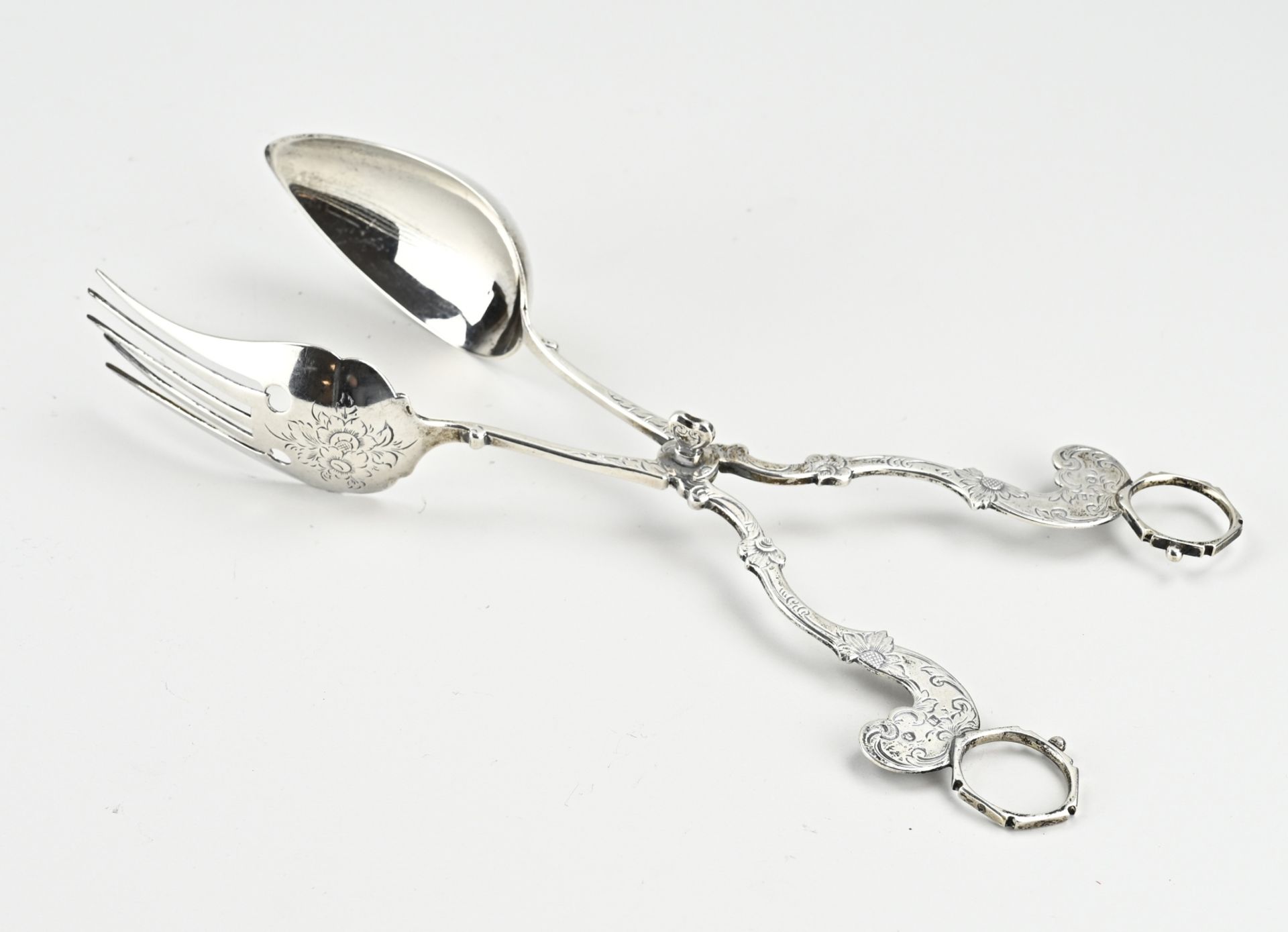 Silver salad tongs