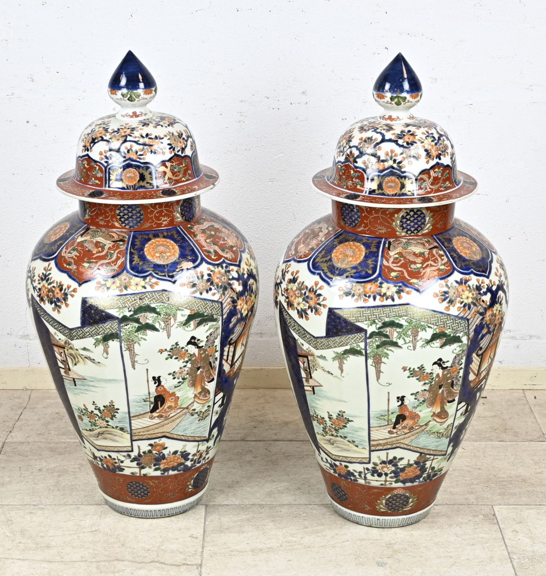 Set of capital Japanese Imari vases, H 95 cm.