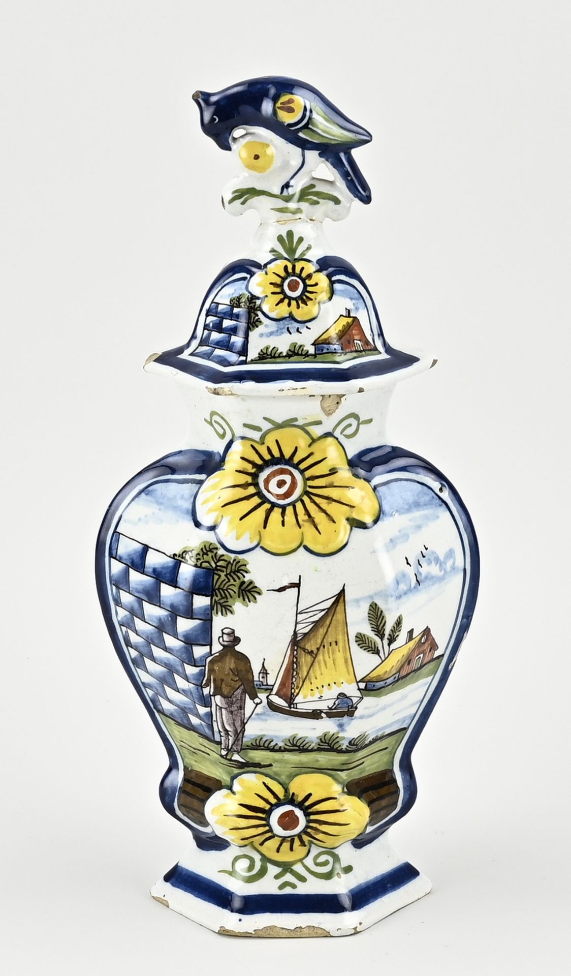 Delft vase with lid, H 36 cm.