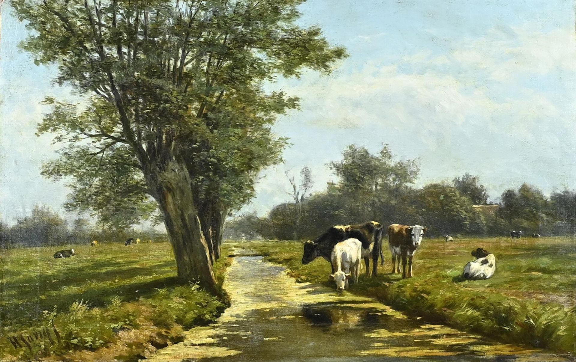 Hendrik Savrij, Dutch landscape with cows