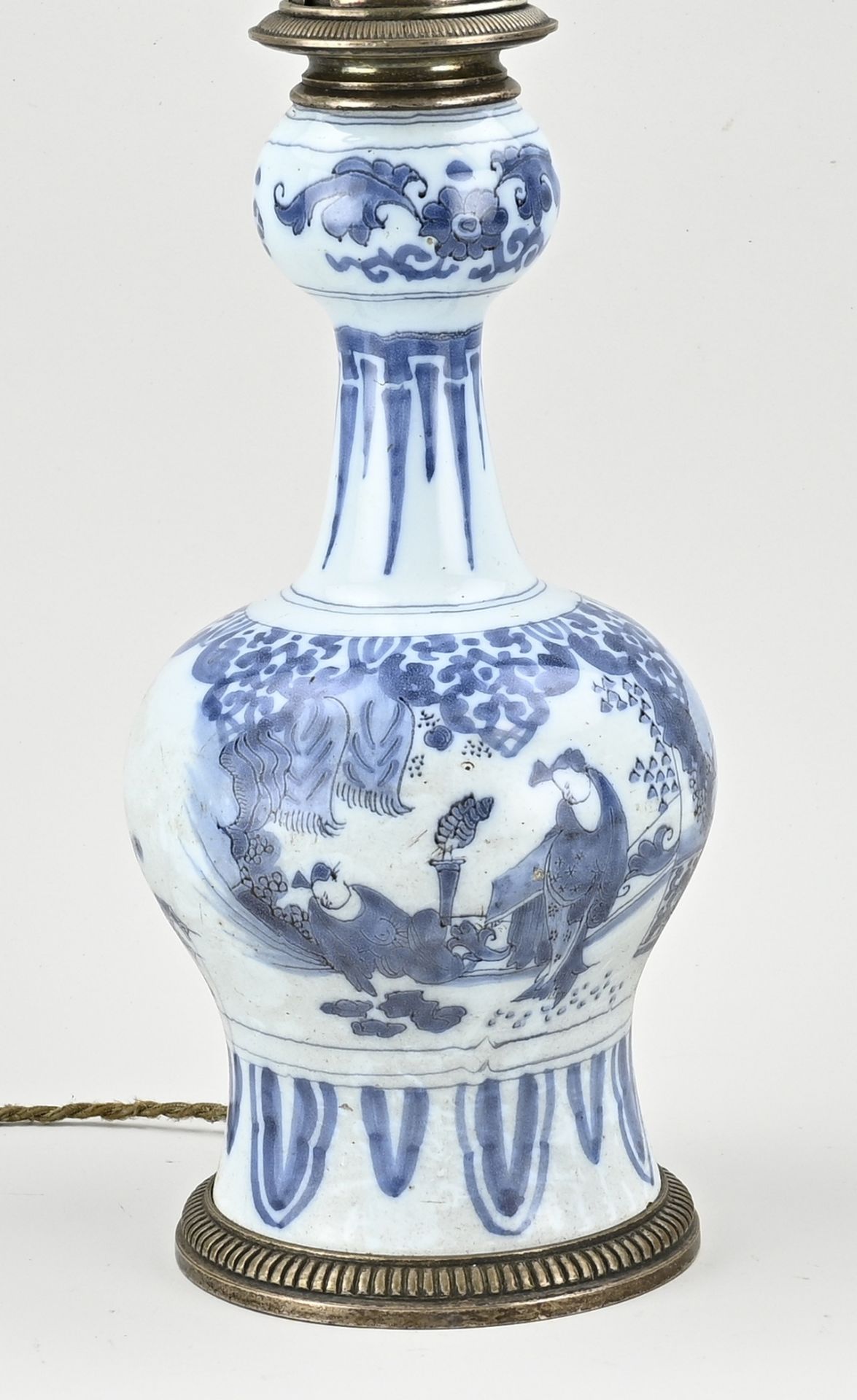 Antique Delft oil lamp with knob vase, H 77 cm. - Bild 2 aus 2