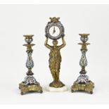 Cloisonne clock set, 1900