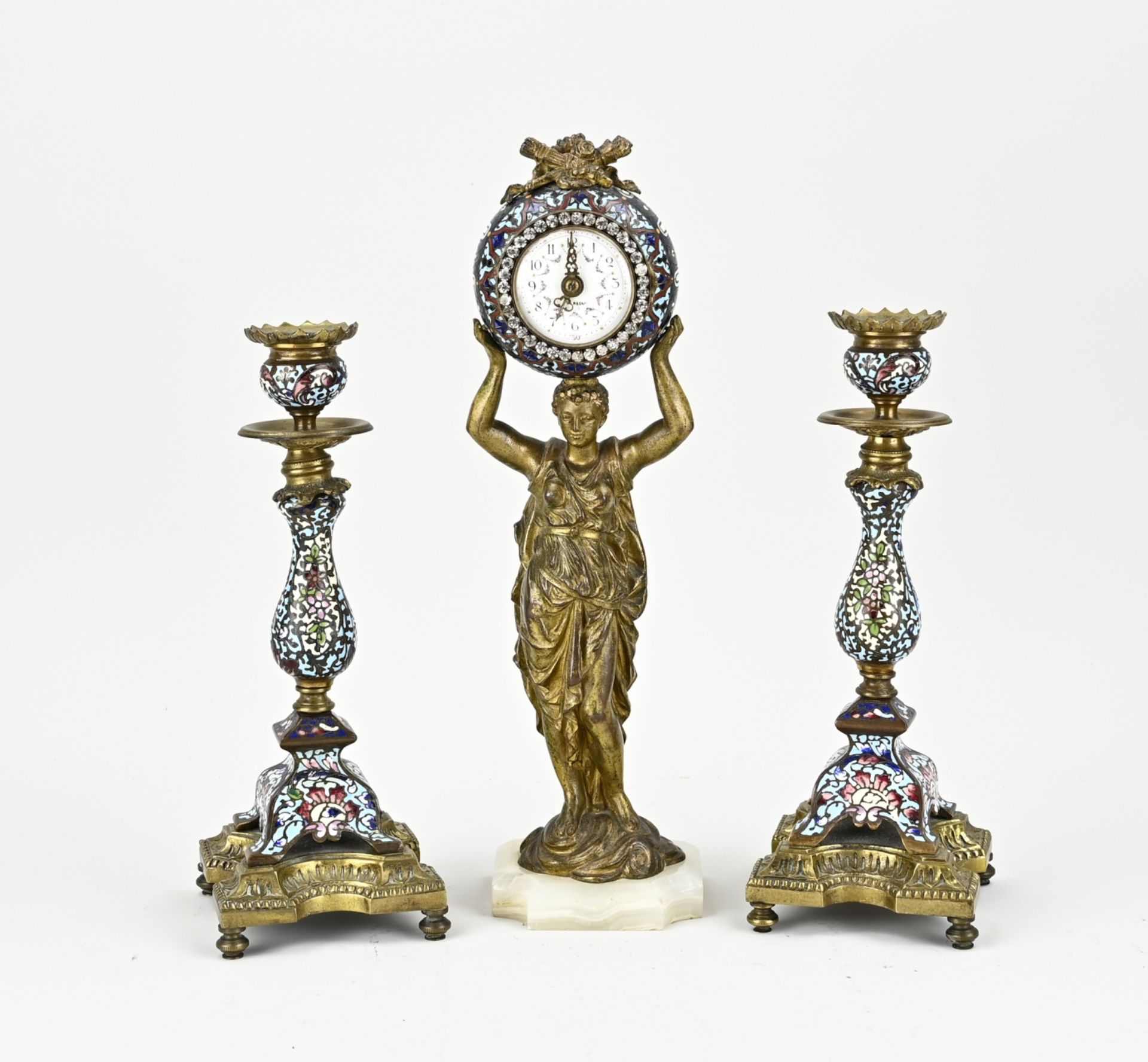 Cloisonne clock set, 1900