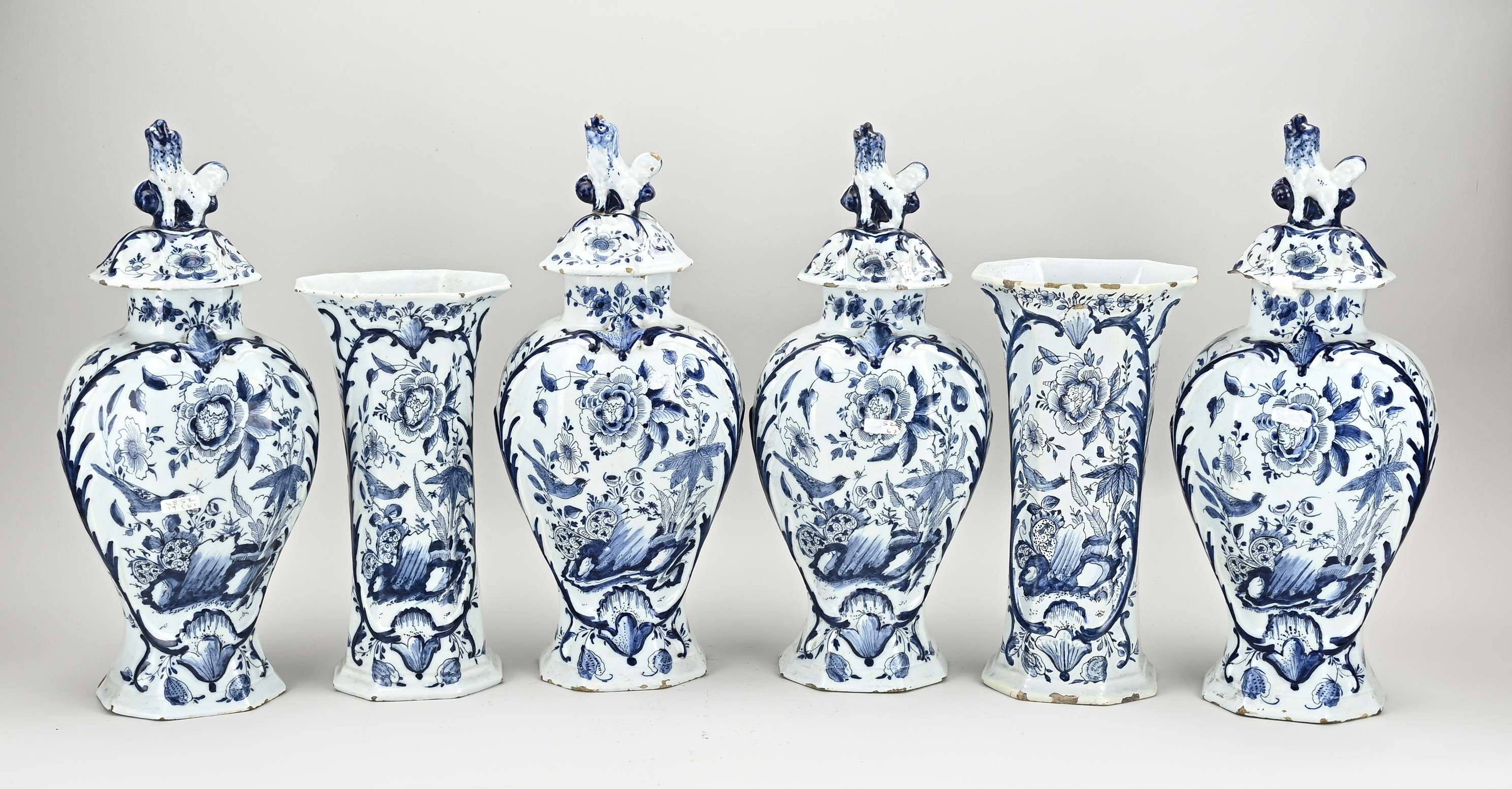 Rare 6-piece Delft cabinet set