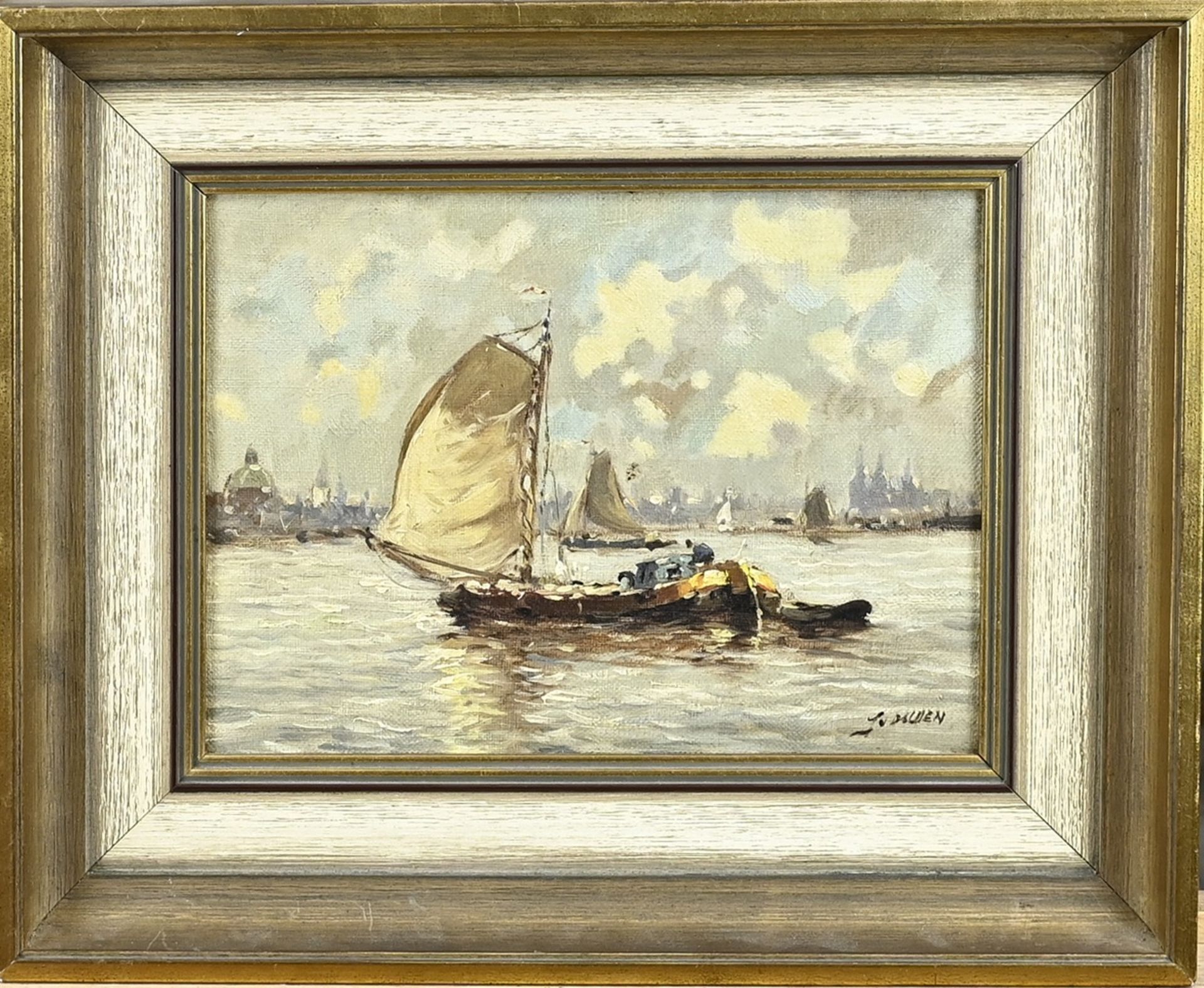 J. van Delden, Boat on the IJ in Amsterdam