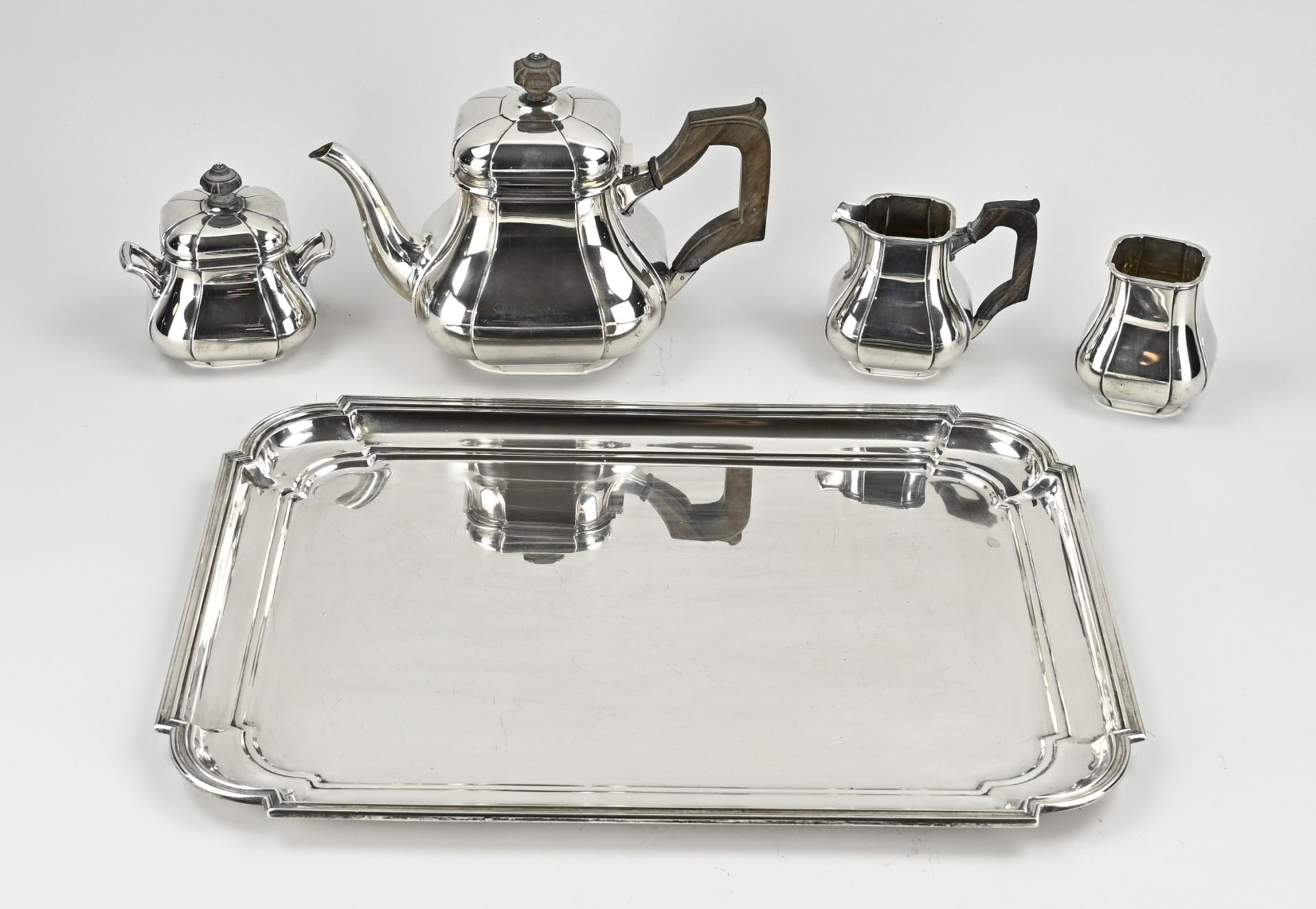 Silver tea tray with service - Image 2 of 2