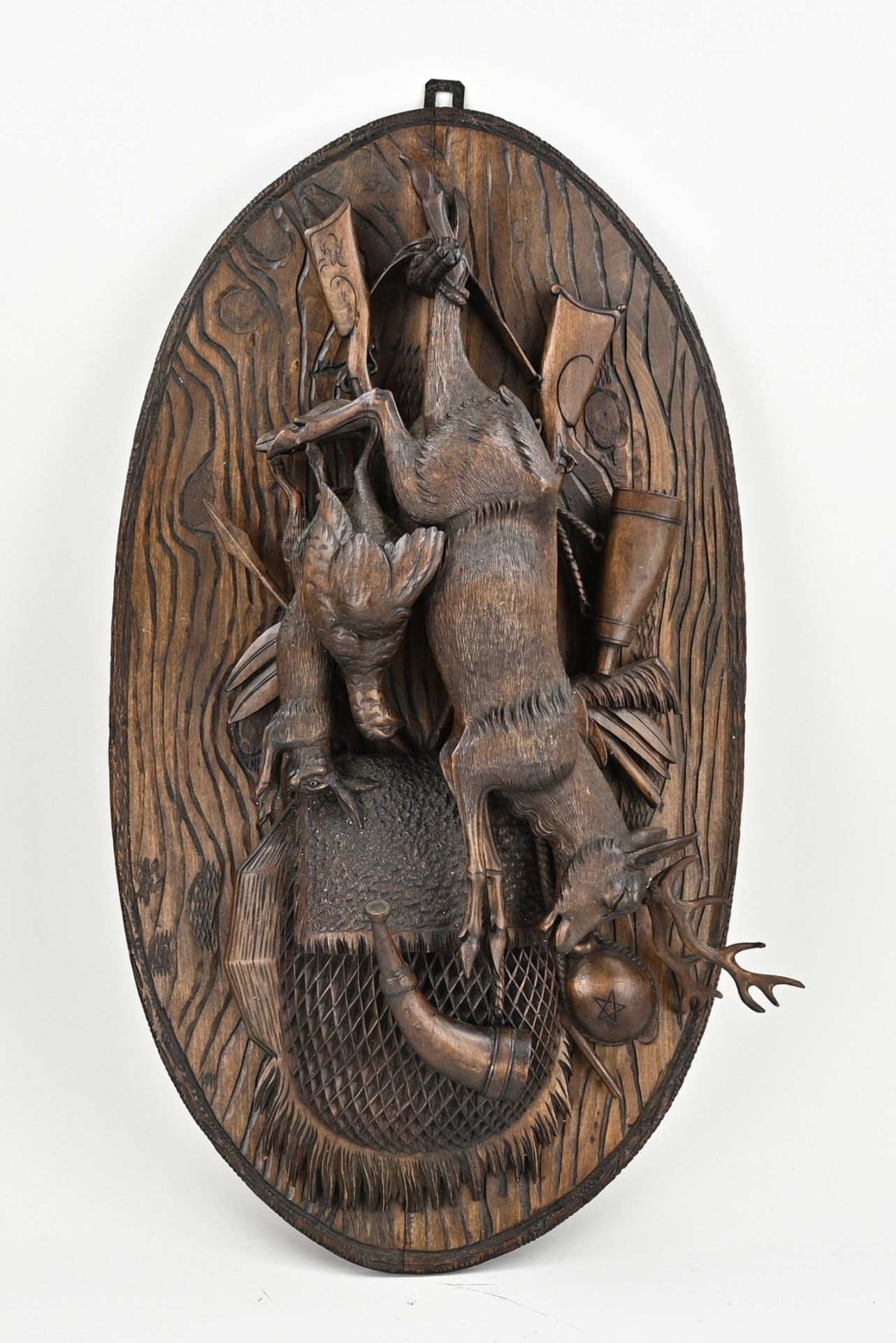 Antique Black Forest game plaque, 1890