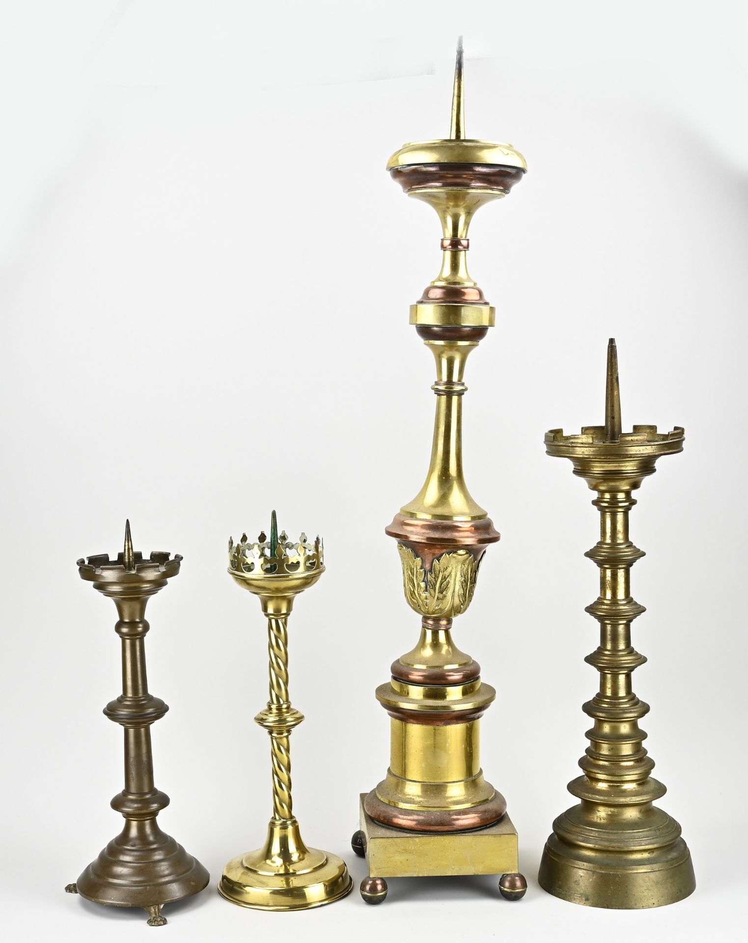 4x Antique candlesticks