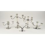 5 silver candlesticks