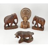 Four wooden statues