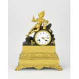 French fire-gilt mantel clock, 1840