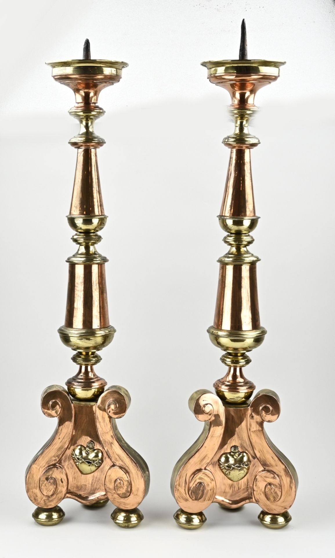 Two church candlesticks, H 98 cm.