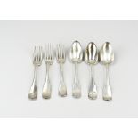 Antique silver forks and spoons, 6x