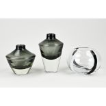 Three modern glass vases