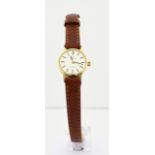 Gold Omega ladies watch with leather strap