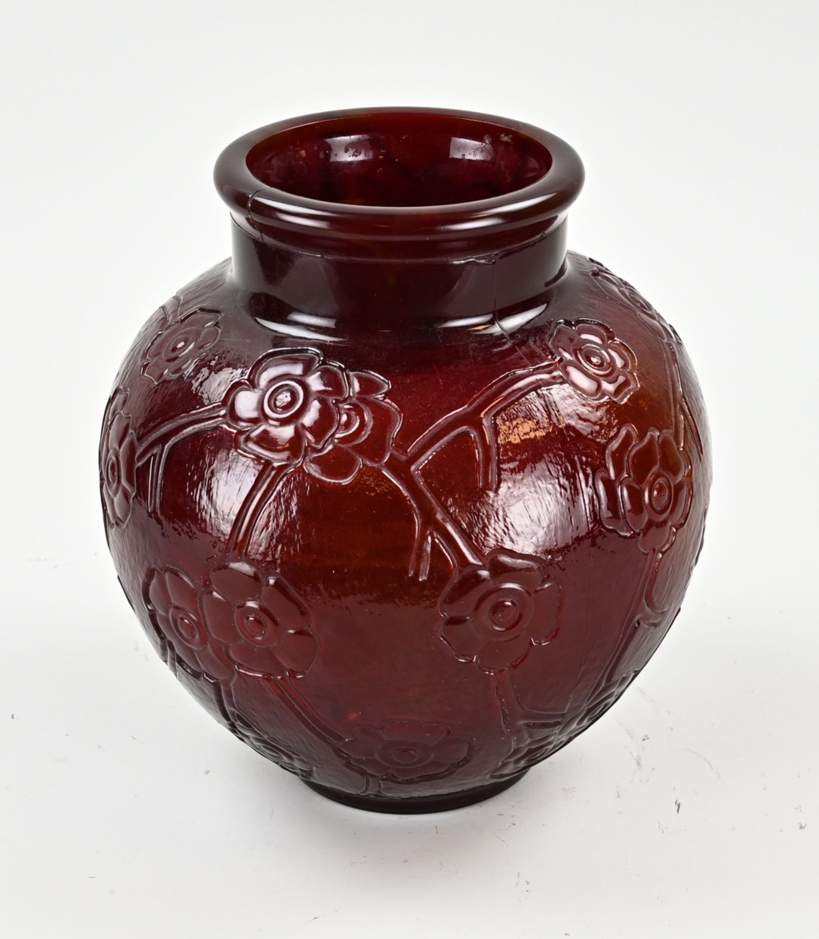 French pressed glass vase, 1930