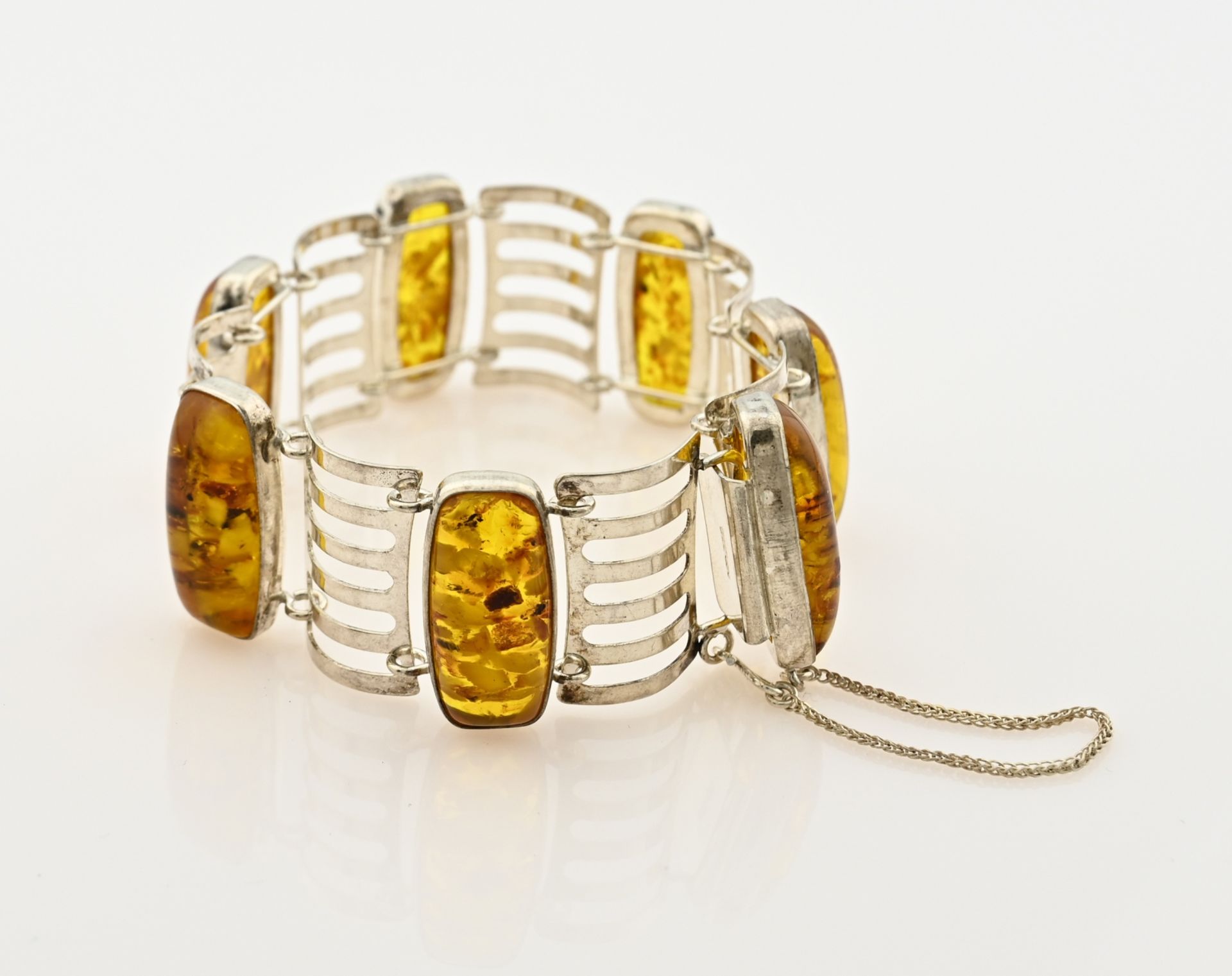 Silver bracelet with amber