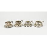 4 Silver cups & saucers