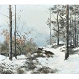 Jo Schrijnder, Roe deer in a winter landscape