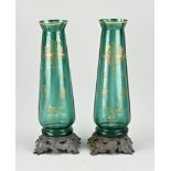 Two glass vases, H 35 cm.