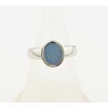 Platinum ring with blue layer stone
