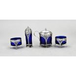 Spices set with silver and blue glass