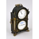 French table clock with thermometer + calendar, 1900