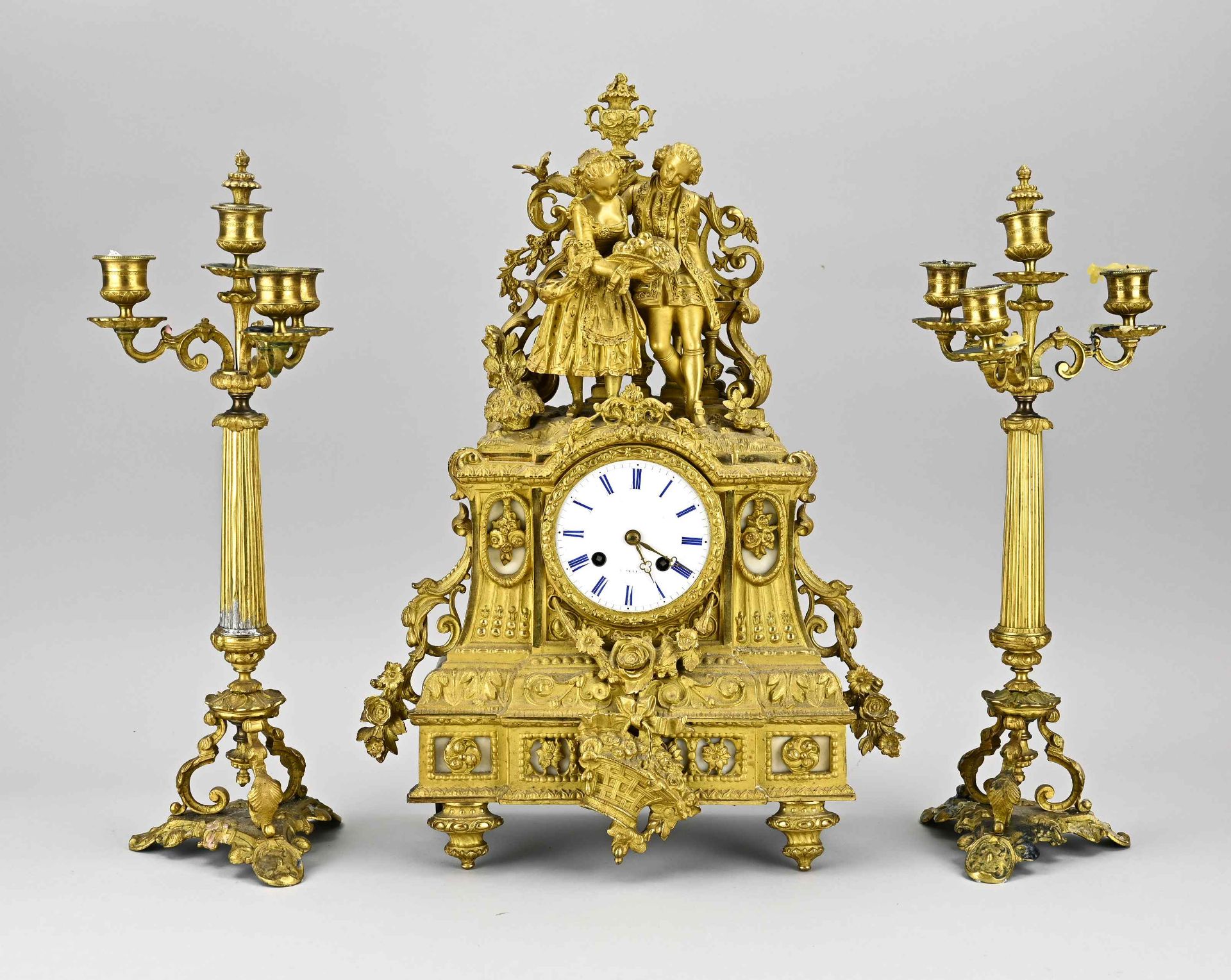 3-piece French clock set, 1850