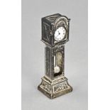 Silver miniature grandfather clock