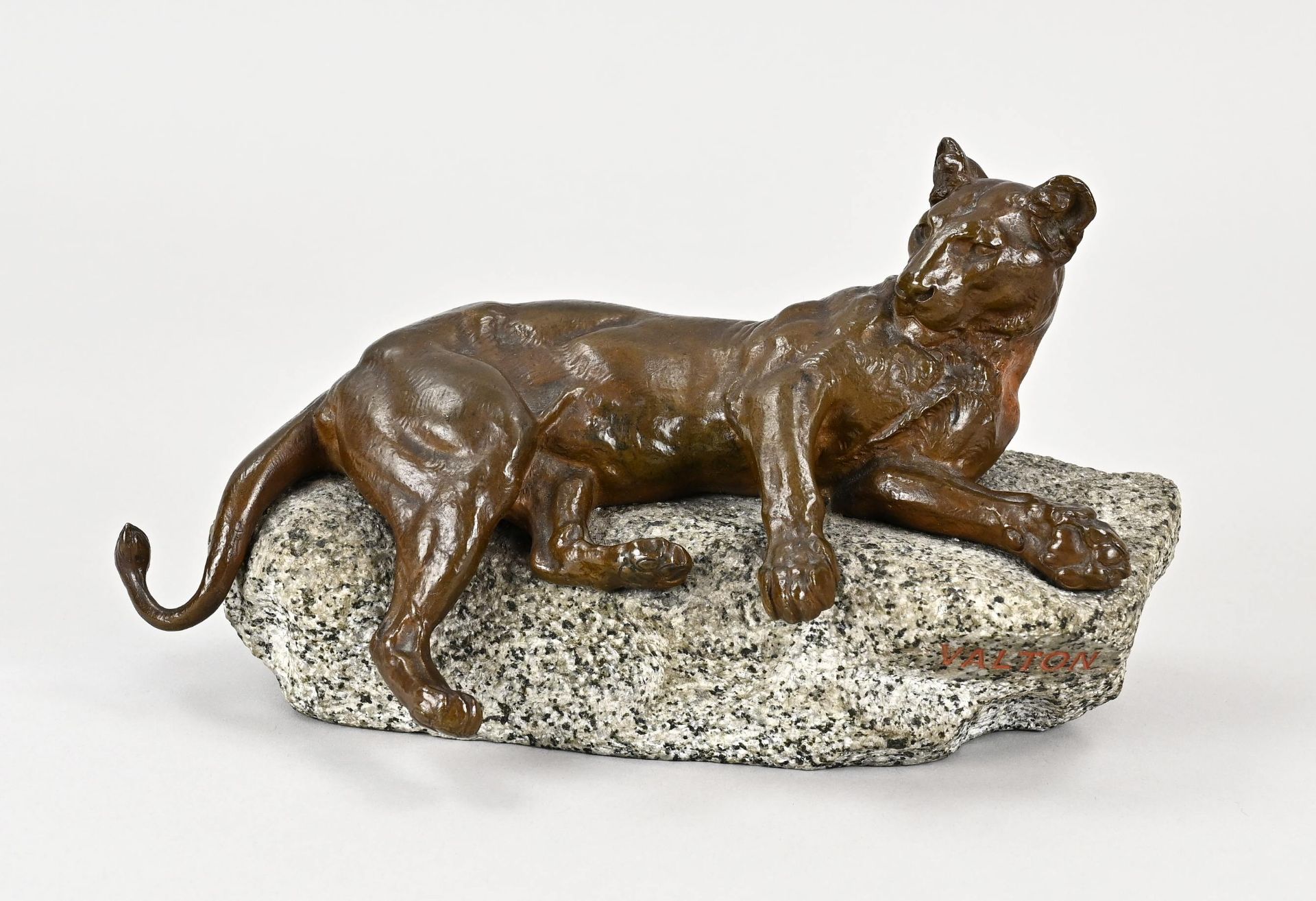 Antique bronze lioness