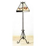Wrought iron standing table lamp, H 164 cm.