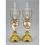 Two antique table lamps, H 62 cm.