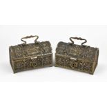 Two antique bronze chests, 1900