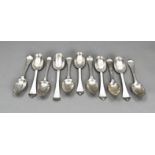 11 antique silver spoons