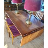 Mid Century Drop Leaf Dining Table with Ceramic Tiles Inserts with Four Dining Chairs