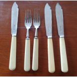 Sheffield Silver Fish Cutlery, Hallmarked 1919 for Fattorini & Sons (5 pieces), FREE UK DELIVERY