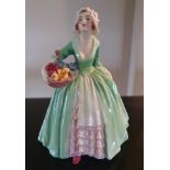 Rare Royal Doulton 1930s "Janet" Figurine in Green Dress, by Leslie Harradine