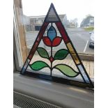 Two Stained Glass Leaded Arts and Crafts Window Panels A/F